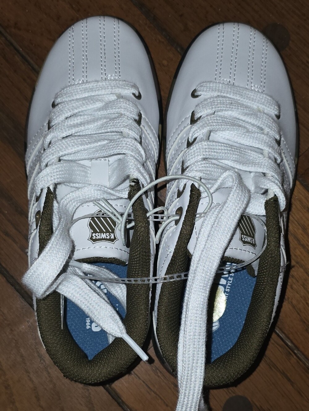 K-Swiss Classic Unisex Kids Low Top Lace-Up Sneakers White/Black/Green camo US 1